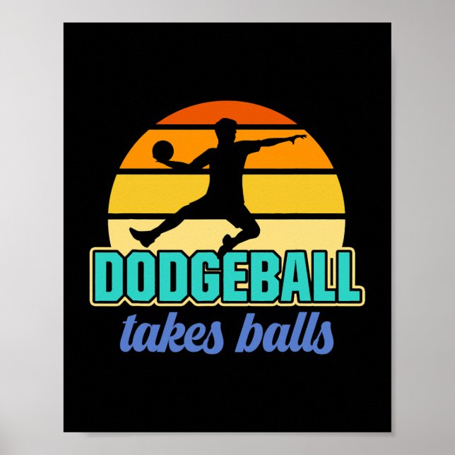 Poster Retro Dodgeball leva bola de galo (Frente)