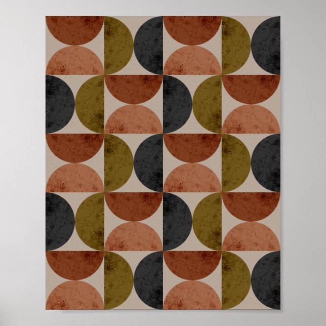 Poster Retro Earth Tone Geometric Half-Moon (Frente)
