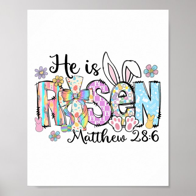 Poster Retro Ele Ressuscitou Coelho de Páscoa Coelho Cris (Frente)