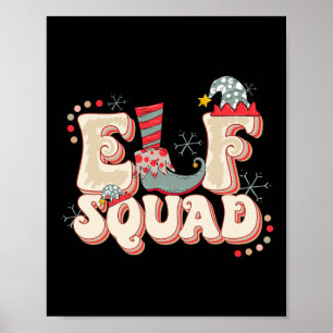 Poster Retro Elf Squad Christmas Matching Family Chri
