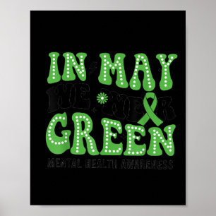 Poster Retro Em Maio Vestimos Consciência Mental Verde