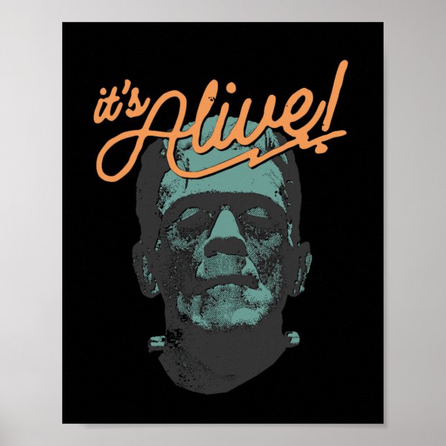 Poster Retro Engraçado É Vivo Frankenstein Monster Spooky (Frente)