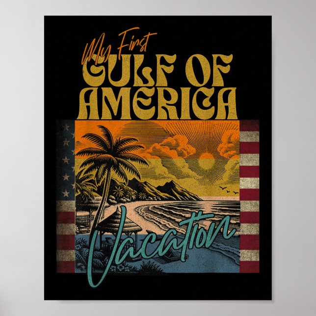 Poster Retro Engraçado Minha Primeira Férias Do Golfo Da  (Frente)