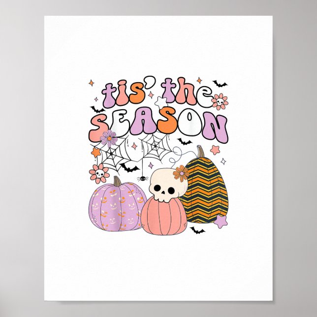 Poster Retro Esta É A Época Pumpkin Halloween Skull Spook (Frente)