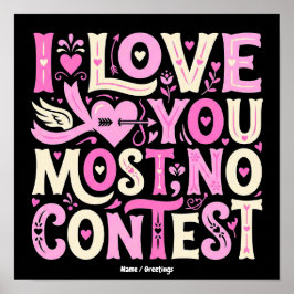 Poster Retro Eu Te Amo Mais Sem Contestação Rosa Creme