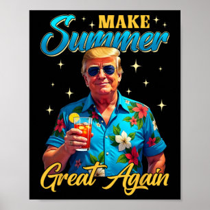 Poster Retro Faça Verão Grande Novamente Donald Trump Ver