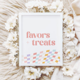 Poster Retro Favoritos e Tratamentos Checkered Girl