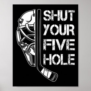 Poster Retro Fecha o Seu Buraco Cinco Goleiro Hockey Vint
