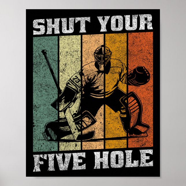 Poster Retro Fecha o Seu Cinco Buracos Camiseta Divertida (Frente)
