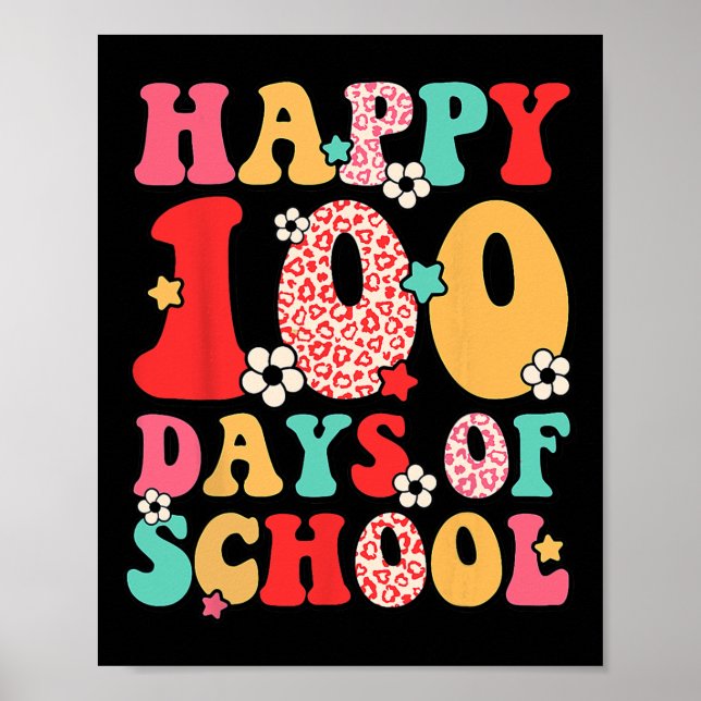 Poster Retro Feliz 100º Dia de Professores Da Escola Kid  (Frente)