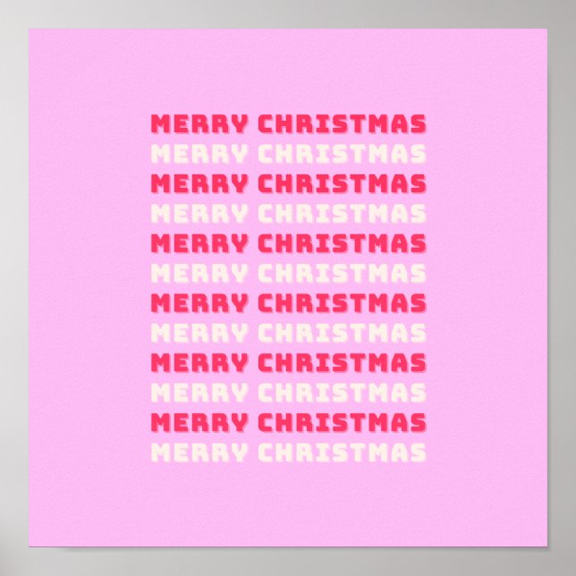 Poster Retro Feliz Natal Pink Decor (Frente)