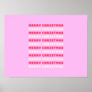 Poster Retro Feliz Natal Pink Decor