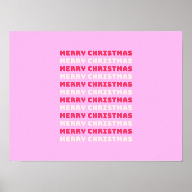 Poster Retro Feliz Natal Pink Decor (Frente)