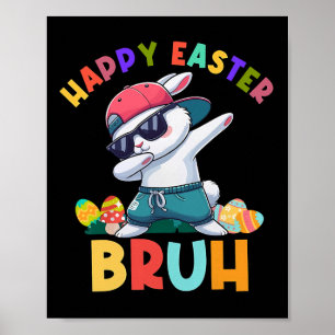 Poster Retro Felz pascoa Bruh Dabbing Bunny Kids Boys