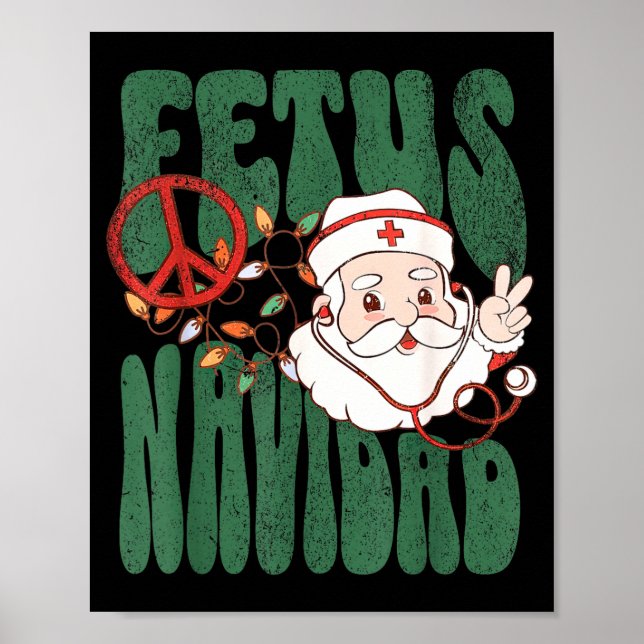 Poster Retro Fetus Navidad Santa Claus Christmas Obgyn Nu (Frente)