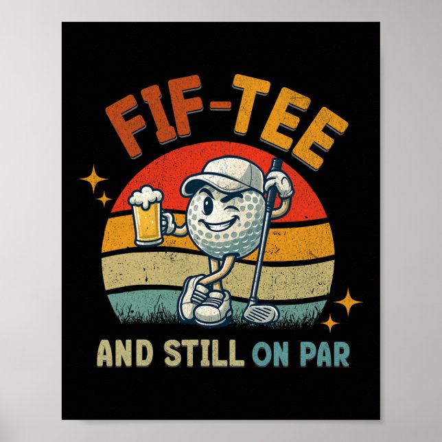 Poster Retro Fif Tee Golf Birthday Party 50th Birthday Go (Frente)