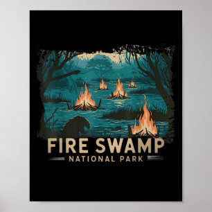 Poster Retro Fire Swamp National Park Camping Mouking