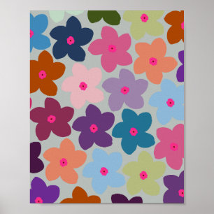 Poster Retro Floral Colorido