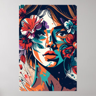 POSTER RETRO FLORAL DREAMY GIRL
