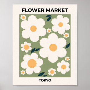 Poster Retro Floral Flower Market Tokyo Abstract Flowers
