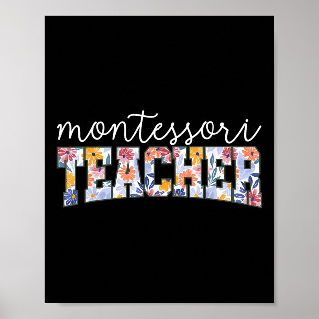 Poster Retro Floral Montessori Teacher Instructor Educato (Frente)