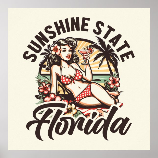 Poster Retro Florida Pinup (Frente)