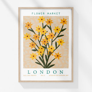 Poster Retro Flower Market London Colorida Floral