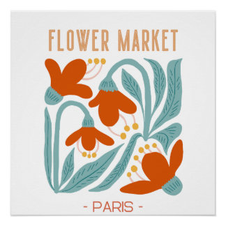 Póster Retro Flower Market Paris Wall Tapestry