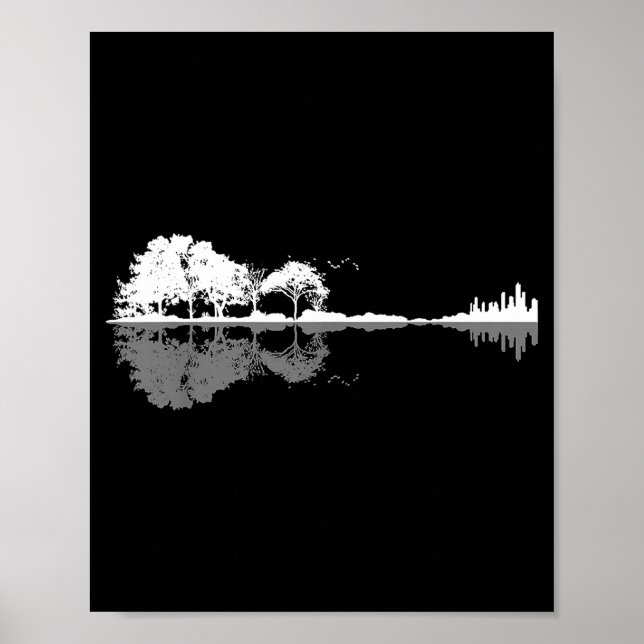 Poster Retro Forest Funny Nature Guitar Clic Music  (Frente)