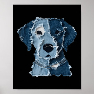 Poster Retro Funny Denim Patch Animal Cão 