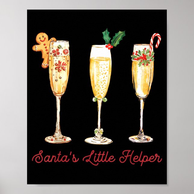 Poster Retro Funny Santa's Little Helper Martini Merry Ch (Frente)