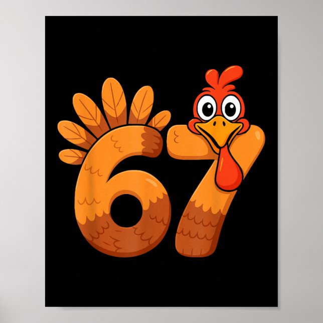 Poster Retro Funny Six Seven 6 7 Meme Thanksgiving Turkey (Frente)