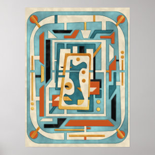Poster Retro Futurista Moderno de Meados do Século 