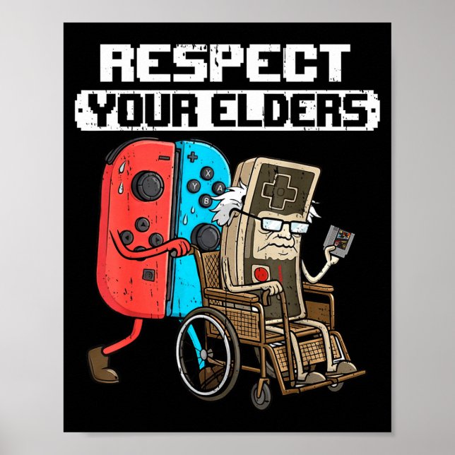 Poster Retro Gaming Funny Gamer Controller 80s Respect Yo (Frente)