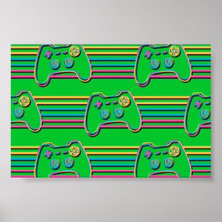 Poster Retro Geek para jogos - cores néon dos anos 80