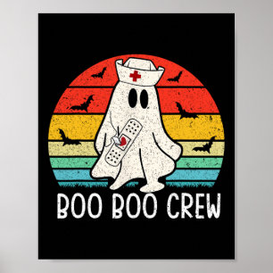 Poster Retro Ghost Boo Boo Crew Mulheres Enfermeiras Enfe