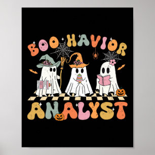 Poster Retro Ghost Boo Havior Analyist Therapist Bcba Hal