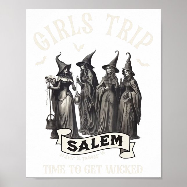 Poster Retro Girls Trip Salem 1692 Perderam Uma Bruxa (Frente)