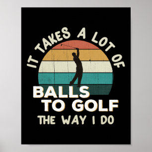Poster Retro Golfe Piada Diversão Vintage Pôr do Sol Joga
