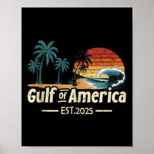 Poster Retro Golfo Dos EUA América 2025 Bandeira American