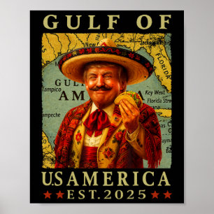 Poster Retro Golfo Dos Eua América México Trump México Ta