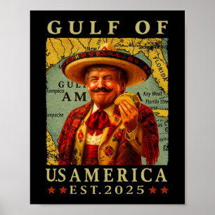 Poster Retro Golfo Dos Eua América México Trump México Ta