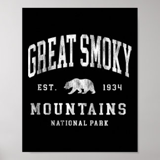 Poster Retro Great Smoky Mountains National Park Mens Wom