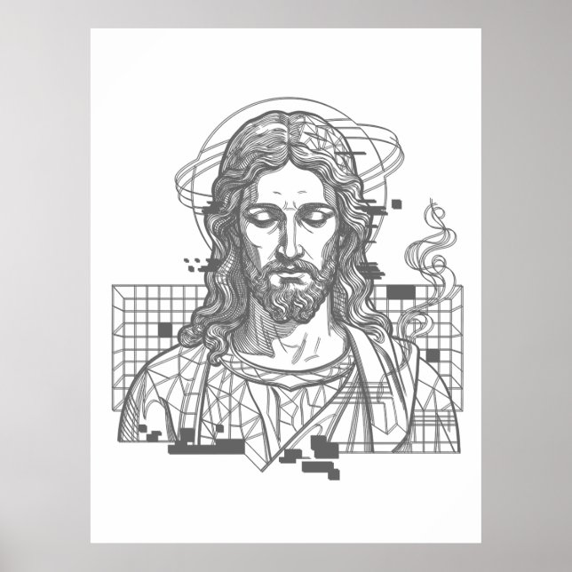 Poster Retro Grid Jesus Rei dos Reis Apocalipse 19:16 (Frente)