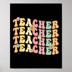 Poster Retro Groover Teacher Inspirational Colorful Ck to