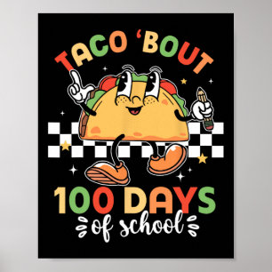 Poster Retro Groovy 100º Dia Professor Taco Cerca de 100