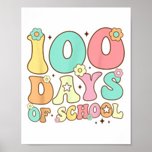 Poster Retro Groovy 100 Dias Feliz 100º Dia Da Escola Te