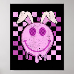 Poster Retro Groovy Bunny Sorria Carona Dia do Felz pasco