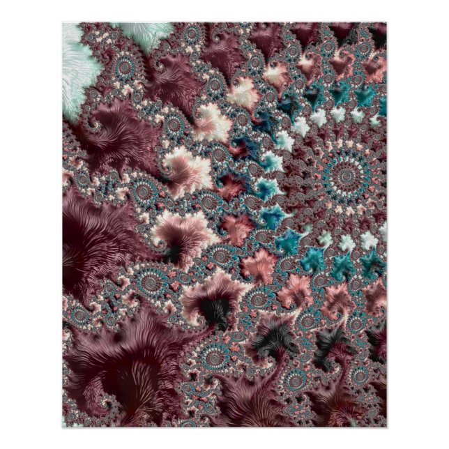 Póster Retro Groovy Ecletismo Boêmio Espiral Fractal (Frente)