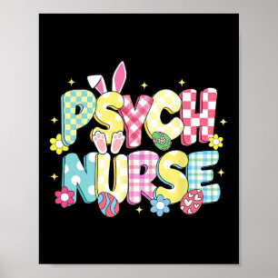Poster Retro Groovy Enfermeira de Psicologia Bunny Ear En